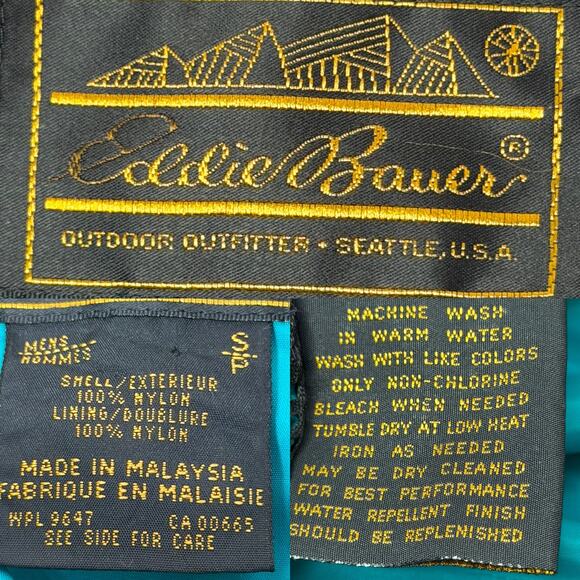 Vtg 90s Eddie Bauer Hooded Nylon Windbreaker Rain Jacket Mens Small - Picture 14 of 16